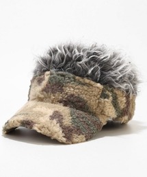 COMON＋（コモンプラス）の「ボア素材 迷彩柄 防寒 ウィッグ 付き ゴルフ サン バイザー（ゴルフグッズ）」