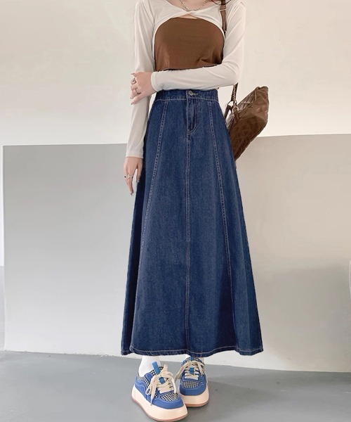 Miniministore(ミニミニストア)の「デニムスカート ロングスカート Aライン(デニムスカート・レディース・インディゴブルー・L/XL/S/M)」の5枚目の写真