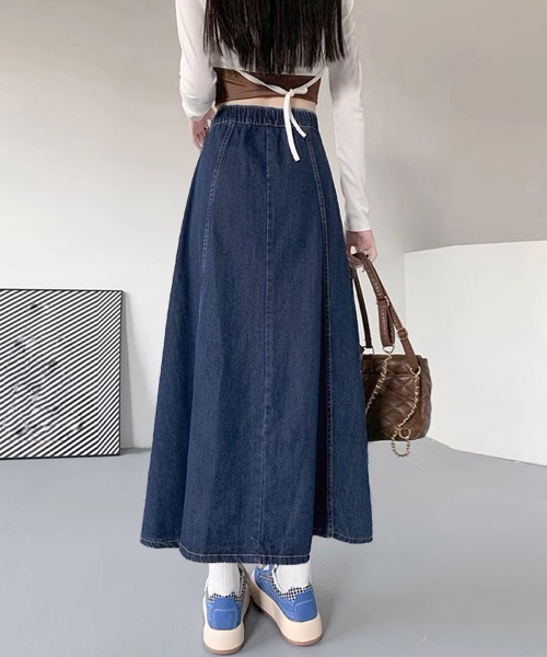 Miniministore(ミニミニストア)の「デニムスカート ロングスカート Aライン(デニムスカート・レディース・インディゴブルー・L/XL/S/M)」の7枚目の写真