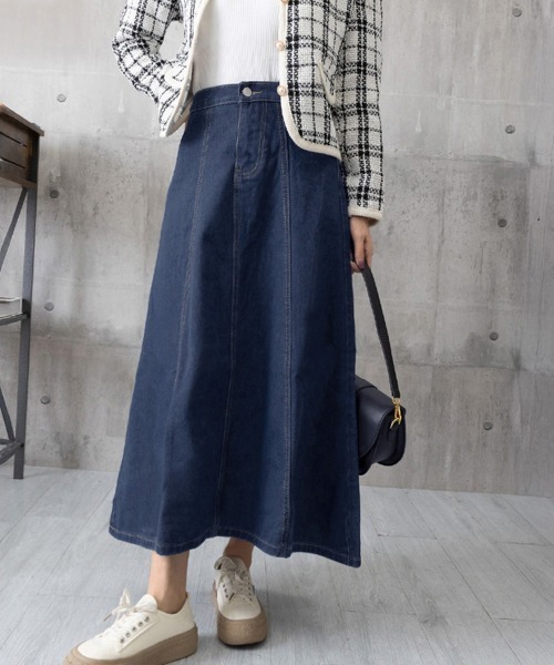 Miniministore(ミニミニストア)の「デニムスカート ロングスカート Aライン(デニムスカート・レディース・インディゴブルー・L/XL/S/M)」の12枚目の写真
