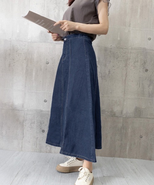 Miniministore(ミニミニストア)の「デニムスカート ロングスカート Aライン(デニムスカート・レディース・インディゴブルー・L/XL/S/M)」の14枚目の写真