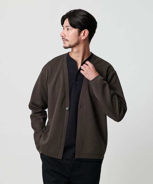 BEAUTY&YOUTH UNITED ARROWS(ビューティーアンドユースユナイテッドアローズ)の「【WEB限定 WARDROBE SMART】ダブルニット カーディガン/セットアップ対応(カーディガン/ボレロ・メンズ・ブラック/グレー/ロイヤルブルー/オリーブ/ダークグレー/その他1/ダークブラウン・XL/L/S/M)」の4枚目の写真