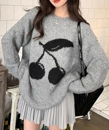 CHERRYグラフィックオーバーサイズニット