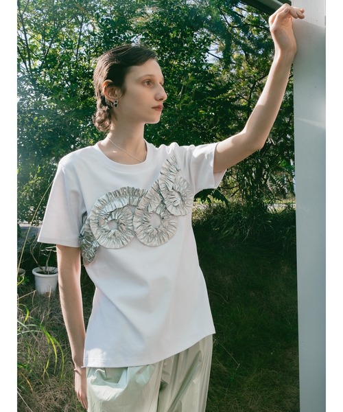 Metallic Tape Design Tee（Tシャツ/カットソー）｜sahara