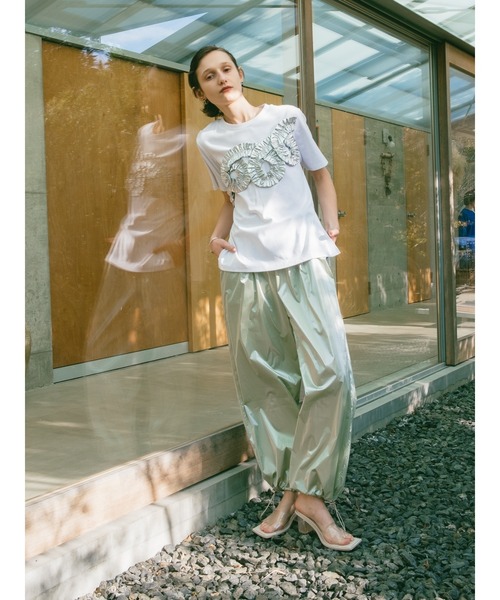 sahara（サハラ）の「Metallic Tape Design Tee（Tシャツ/カットソー・レディース・ブラック×ゴールド/ホワイト×シルバー・FREE）」の13枚目の写真