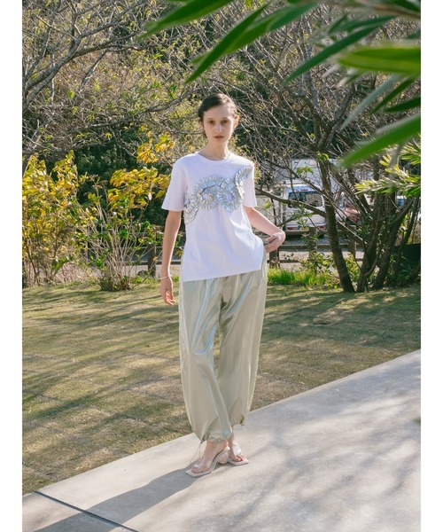 sahara（サハラ）の「Metallic Tape Design Tee（Tシャツ/カットソー・レディース・ブラック×ゴールド/ホワイト×シルバー・FREE）」の14枚目の写真