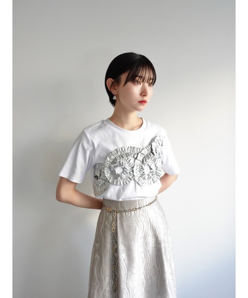 sahara（サハラ）の「Metallic Tape Design Tee（Tシャツ/カットソー・レディース・ブラック×ゴールド/ホワイト×シルバー・FREE）」の15枚目の写真