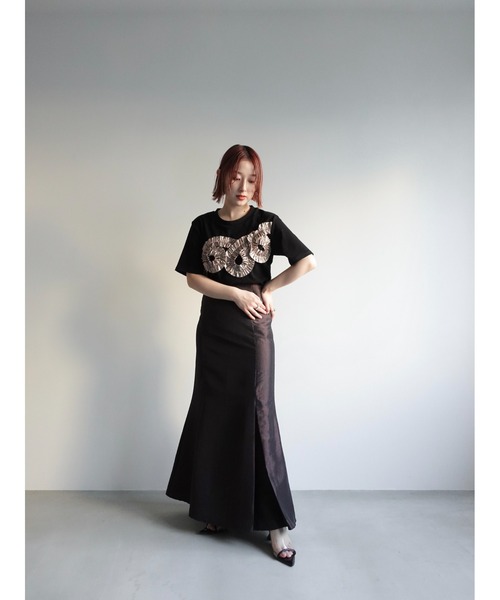sahara（サハラ）の「Metallic Tape Design Tee（Tシャツ/カットソー・レディース・ブラック×ゴールド/ホワイト×シルバー・FREE）」の6枚目の写真