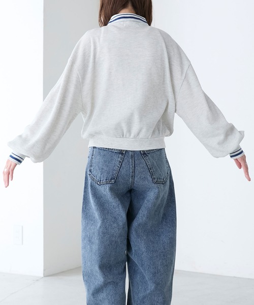 BONLECILL（ボンルシール）の「配色刺繍ハーフジップワッフルポロプルオーバー（Tシャツ/カットソー・レディース・ピンク/オートミール/ブラック/チャコールグレー・FREE）」の12枚目の写真