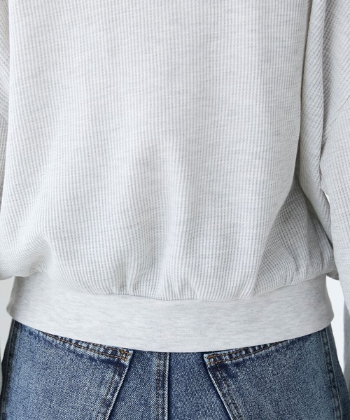 BONLECILL（ボンルシール）の「配色刺繍ハーフジップワッフルポロプルオーバー（Tシャツ/カットソー・レディース・ピンク/オートミール/ブラック/チャコールグレー・FREE）」の14枚目の写真