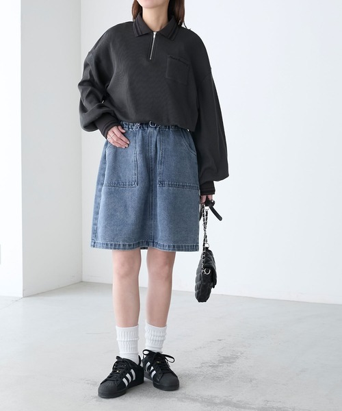 BONLECILL（ボンルシール）の「配色刺繍ハーフジップワッフルポロプルオーバー（Tシャツ/カットソー・レディース・ピンク/オートミール/ブラック/チャコールグレー・FREE）」の16枚目の写真