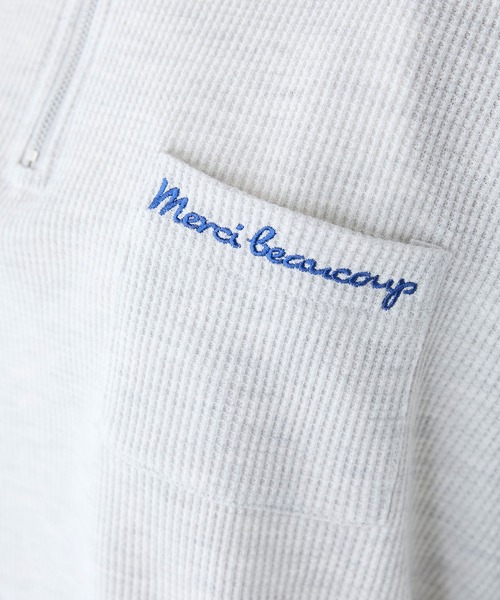 BONLECILL（ボンルシール）の「配色刺繍ハーフジップワッフルポロプルオーバー（Tシャツ/カットソー・レディース・ピンク/オートミール/ブラック/チャコールグレー・FREE）」の6枚目の写真