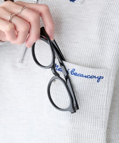 BONLECILL（ボンルシール）の「配色刺繍ハーフジップワッフルポロプルオーバー（Tシャツ/カットソー・レディース・ピンク/オートミール/ブラック/チャコールグレー・FREE）」の8枚目の写真