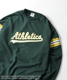 【MLB】 袖ライン チームロゴ 刺繍 プルオーバー 長袖 裏毛 スウェット トレーナー