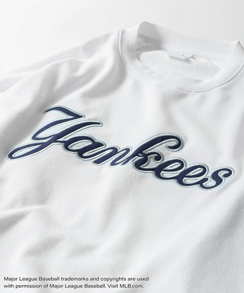 MLB（メジャーリーグベースボール）の「【MLB】 袖ライン チームロゴ 刺繍 プルオーバー 長袖 裏毛 スウェット トレーナー（スウェット・メンズ・ブラック/アッシュグレー/ホワイト/グリーン/ネイビー・MEDIUM/LARGE/X-LARGE）」の12枚目の写真