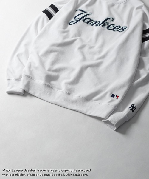 MLB（メジャーリーグベースボール）の「【MLB】 袖ライン チームロゴ 刺繍 プルオーバー 長袖 裏毛 スウェット トレーナー（スウェット・メンズ・ブラック/アッシュグレー/ホワイト/グリーン/ネイビー・MEDIUM/LARGE/X-LARGE）」の15枚目の写真