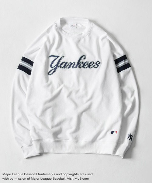 MLB（メジャーリーグベースボール）の「【MLB】 袖ライン チームロゴ 刺繍 プルオーバー 長袖 裏毛 スウェット トレーナー（スウェット・メンズ・ブラック/アッシュグレー/ホワイト/グリーン/ネイビー・MEDIUM/LARGE/X-LARGE）」の21枚目の写真