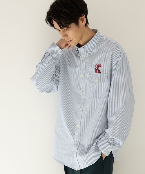 LAKOLE（ラコレ）の「ワンポイント刺繍長袖シャツ / 992195（シャツ/ブラウス・メンズ・ホワイト/ピンク/イエロー/ブルー・MEDIUM/LARGE）」の2枚目の写真