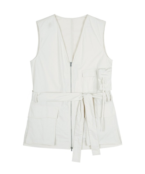 JNBY（ジェーエヌビーワイ）の「Utility V-neck Belted Jacket（ベスト・レディース・ブラック/ホワイト・36/38）」の10枚目の写真