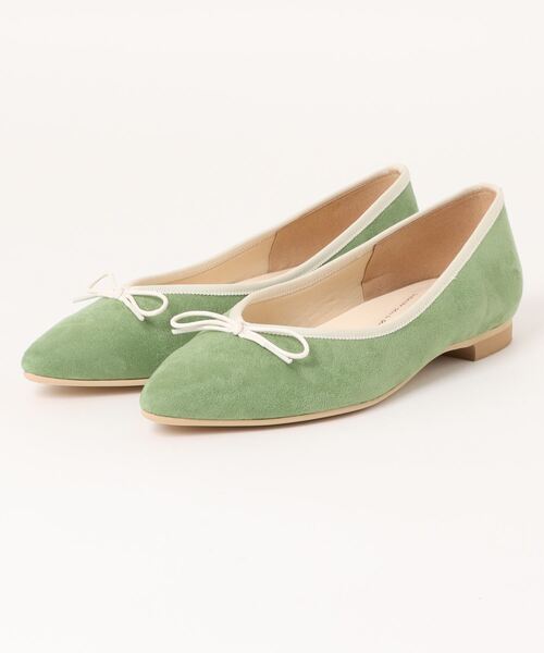 PORCELLI MILANO サテングリーンバレエシューズ　パンプス　グリーン JOLI ENCORE ジョリーアンコール PO BALLET 1 ポインテッドバレエ 1