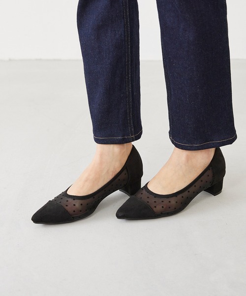 menue（メヌエ）の「ポインテッドトゥ シアーパンプス（パンプス・レディース・ブラック/ベージュ/ラベンダー・22.0cm/21.5cm/26.0cm/25.5cm/25.0cm/24.5cm/24.0cm/23.5cm/23.0cm/22.5cm）」の6枚目の写真