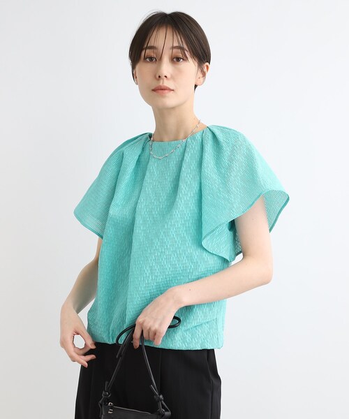 【セール】【洗える／シアー】ジャカード風タックデザインブラウス（シャツ/ブラウス）｜INDIVI（インディヴィ） 6,776円