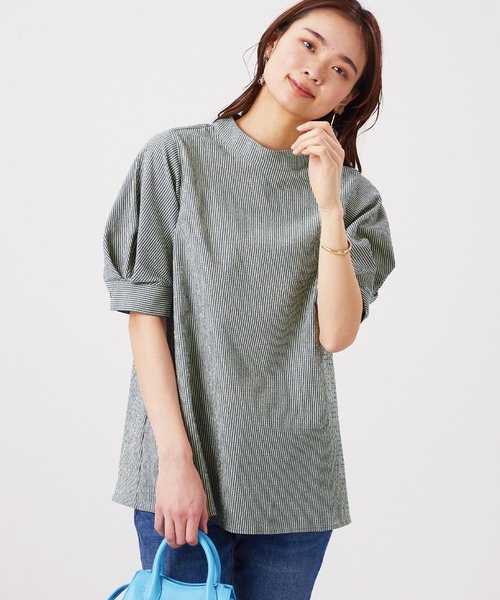 BELLUNA PLUS(ベルーナ)の「サッカー素材後ろボタンデザインブラウス(シャツ/ブラウス・レディース・ネイビー/ブラック系/ライトグレー系/ストライプ・MEDIUM/X-LARGE/LARGE)」の19枚目の写真