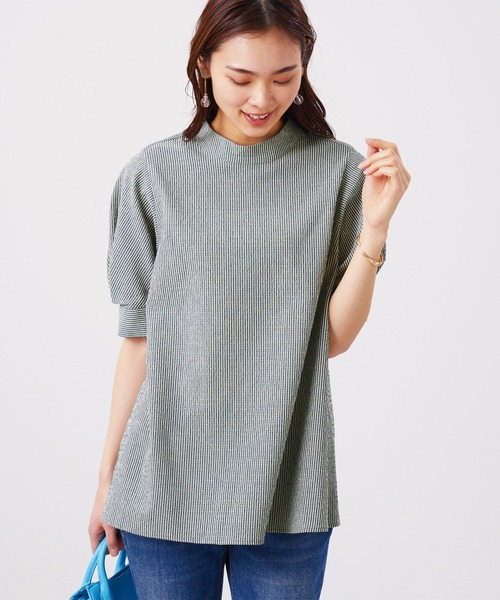 BELLUNA PLUS(ベルーナ)の「サッカー素材後ろボタンデザインブラウス(シャツ/ブラウス・レディース・ネイビー/ブラック系/ライトグレー系/ストライプ・MEDIUM/X-LARGE/LARGE)」の20枚目の写真