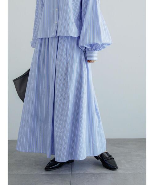 Te chichi（テチチ）の「タイプライターギャザーボリュームスカート（セットアップ可）（スカート・レディース・イエロー/ブルー/グレー・F）」の4枚目の写真