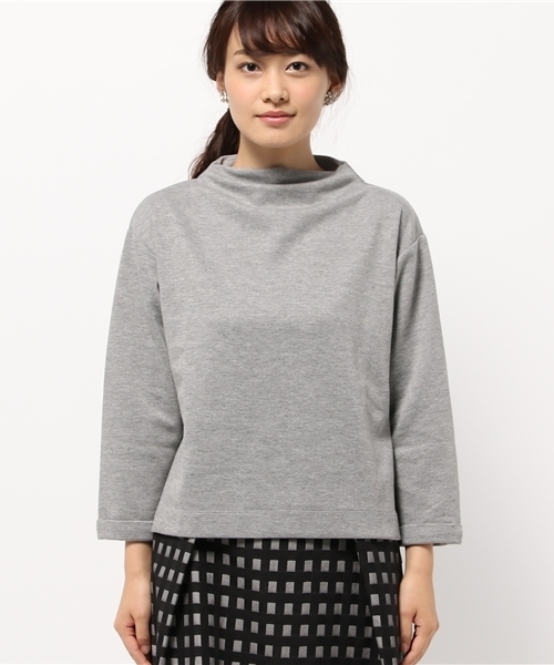 NATURAL BEAUTY BASIC（ナチュラルビューティーベーシック）の「ダンボールボトルネックカットソー（Tシャツ/カットソー・レディース・ブラック/グレー/ホワイト系その他・MEDIUM）」の4枚目の写真