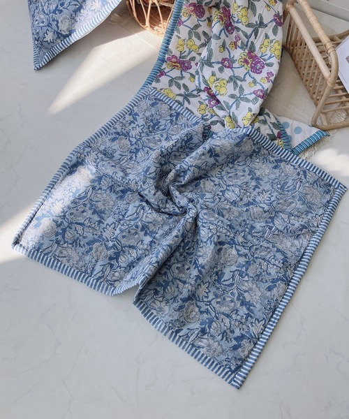 AS KNOW AS plus（アズノゥアズプラス）の「ブロックプリントブランケット（ブランケット・レディース・ブルー/グリーン/イエロー/オレンジ・FREE）」の7枚目の写真