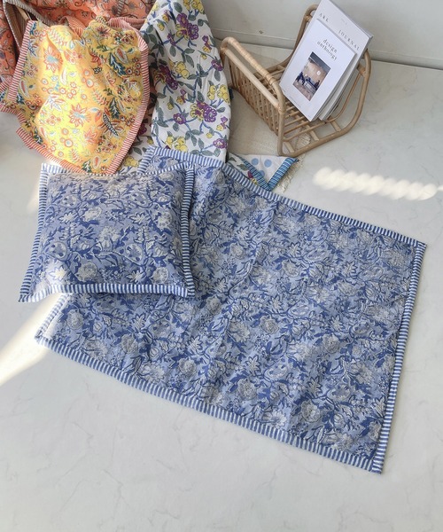 AS KNOW AS plus（アズノゥアズプラス）の「ブロックプリントブランケット（ブランケット・レディース・ブルー/グリーン/イエロー/オレンジ・FREE）」の11枚目の写真