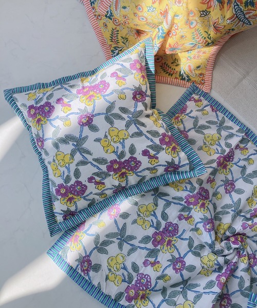 AS KNOW AS plus（アズノゥアズプラス）の「ブロックプリントブランケット（ブランケット・レディース・ブルー/グリーン/イエロー/オレンジ・FREE）」の14枚目の写真