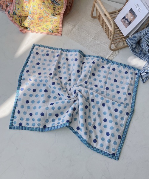 AS KNOW AS plus（アズノゥアズプラス）の「ブロックプリントブランケット（ブランケット・レディース・ブルー/グリーン/イエロー/オレンジ・FREE）」の15枚目の写真