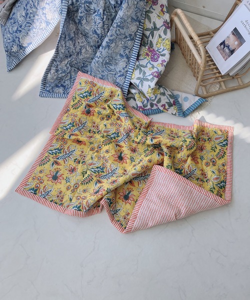 AS KNOW AS plus（アズノゥアズプラス）の「ブロックプリントブランケット（ブランケット・レディース・ブルー/グリーン/イエロー/オレンジ・FREE）」の17枚目の写真