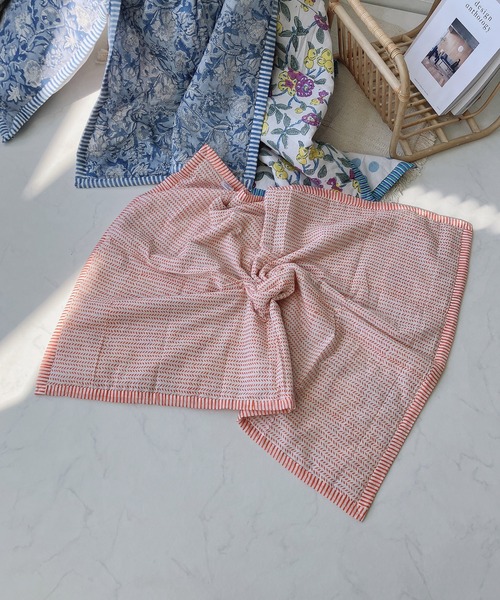 AS KNOW AS plus（アズノゥアズプラス）の「ブロックプリントブランケット（ブランケット・レディース・ブルー/グリーン/イエロー/オレンジ・FREE）」の19枚目の写真