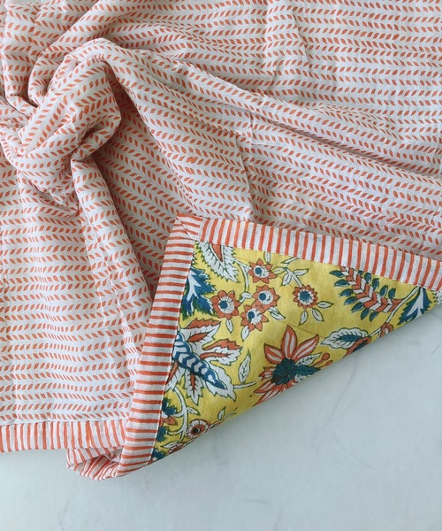 AS KNOW AS plus（アズノゥアズプラス）の「ブロックプリントブランケット（ブランケット・レディース・ブルー/グリーン/イエロー/オレンジ・FREE）」の20枚目の写真