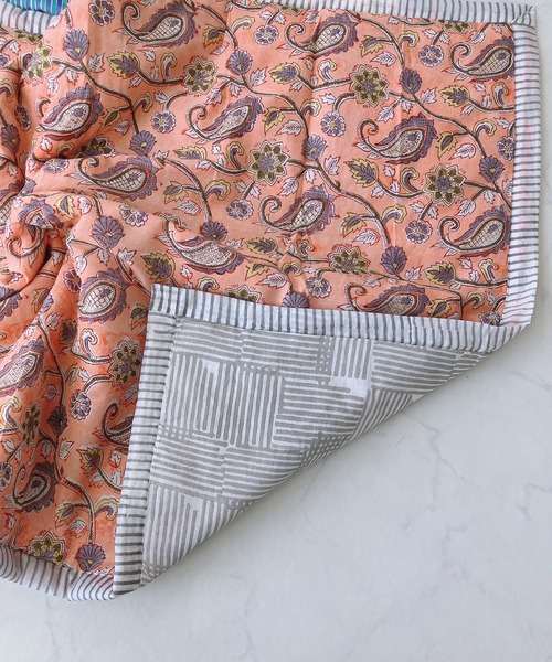 AS KNOW AS plus（アズノゥアズプラス）の「ブロックプリントブランケット（ブランケット・レディース・ブルー/グリーン/イエロー/オレンジ・FREE）」の22枚目の写真