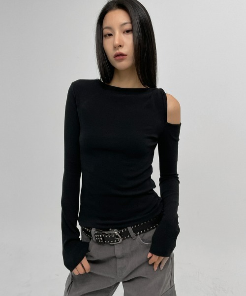 BLACKUP（ブラックアップ）の「[MADE] リフディーンカットアウト長袖Tシャツ（Tシャツ/カットソー・レディース・ホワイト/ブラック・FREE）」の3枚目の写真