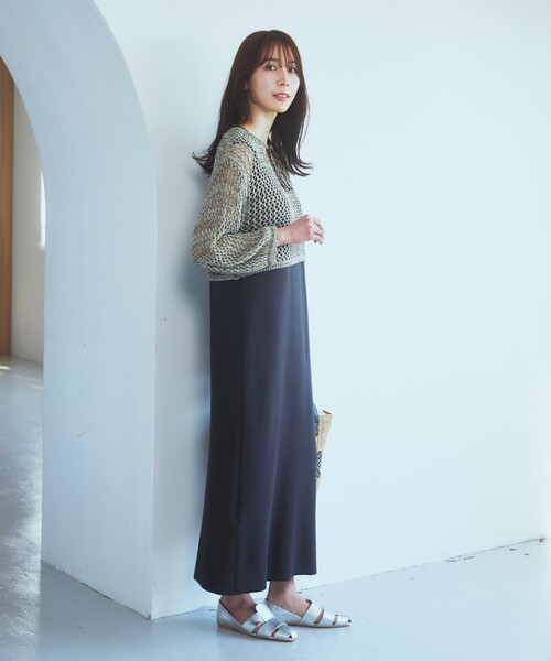 THE SHOP TK （ザ ショップ ティーケー ）の「◆【セットアイテム】メッシュニット×ワンピース（ワンピース・レディース・ブルーグリーン/カーキ系3・12/13）」の7枚目の写真
