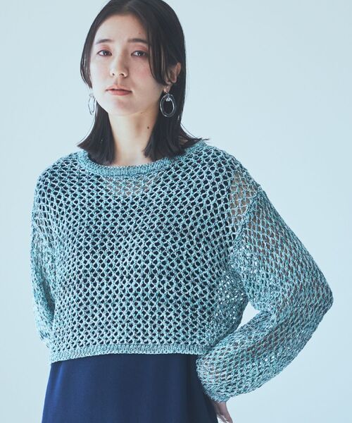 THE SHOP TK （ザ ショップ ティーケー ）の「◆【セットアイテム】メッシュニット×ワンピース（ワンピース・レディース・ブルーグリーン/カーキ系3・12/13）」の9枚目の写真