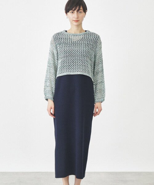 THE SHOP TK （ザ ショップ ティーケー ）の「◆【セットアイテム】メッシュニット×ワンピース（ワンピース・レディース・ブルーグリーン/カーキ系3・12/13）」の12枚目の写真