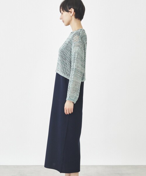 THE SHOP TK （ザ ショップ ティーケー ）の「◆【セットアイテム】メッシュニット×ワンピース（ワンピース・レディース・ブルーグリーン/カーキ系3・12/13）」の13枚目の写真