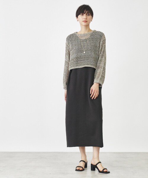 THE SHOP TK （ザ ショップ ティーケー ）の「◆【セットアイテム】メッシュニット×ワンピース（ワンピース・レディース・ブルーグリーン/カーキ系3・12/13）」の3枚目の写真