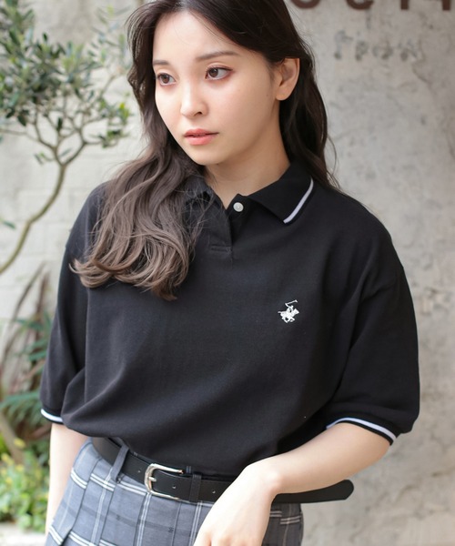BEVERLY HILLS POLO CLUB(ビバリーヒルズポロクラブ)の「【BEVERLY HILLS POLO CLUB / ビバリーヒルズポロクラブ】半袖ポロシャツ(ポロシャツ・レディース・ブラック/オフホワイト・ONESIZE)」の3枚目の写真