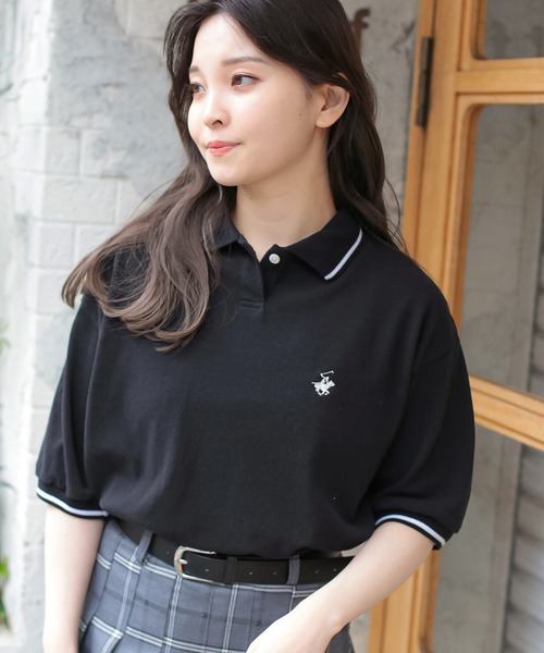 BEVERLY HILLS POLO CLUB(ビバリーヒルズポロクラブ)の「【BEVERLY HILLS POLO CLUB / ビバリーヒルズポロクラブ】半袖ポロシャツ(ポロシャツ・レディース・ブラック/オフホワイト・ONESIZE)」の4枚目の写真