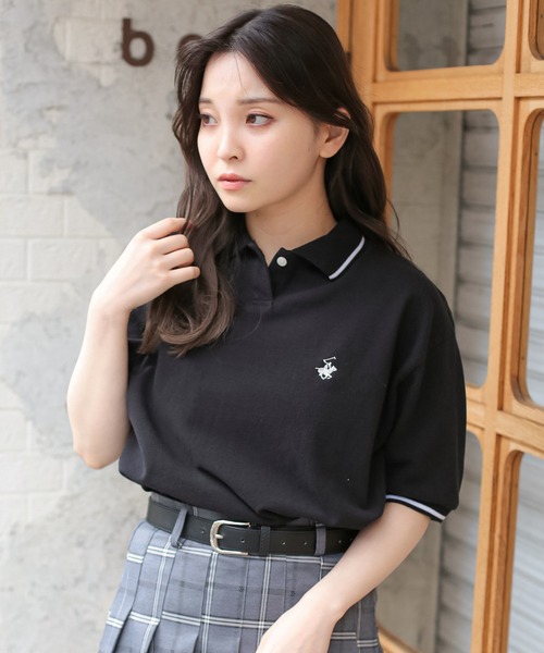 BEVERLY HILLS POLO CLUB(ビバリーヒルズポロクラブ)の「【BEVERLY HILLS POLO CLUB / ビバリーヒルズポロクラブ】半袖ポロシャツ(ポロシャツ・レディース・ブラック/オフホワイト・ONESIZE)」の5枚目の写真