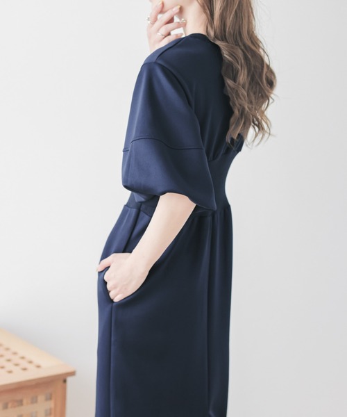 La-gemme(ラジェム)の「ウエストリブワンピース(ワンピース・レディース・ブラック/ベージュ/ネイビー/ブラウン・フリー)」の9枚目の写真