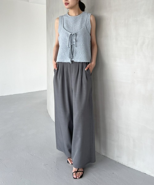 Olu.(オルドット)の「ポコポコキャミソールセットトップス(Tシャツ/カットソー・レディース・ブラック/ブルーグレー/アイボリー/ライム・FREE)」の7枚目の写真