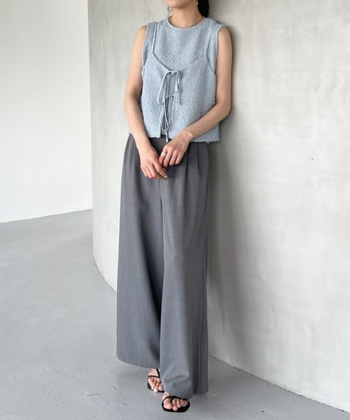 Olu.(オルドット)の「ポコポコキャミソールセットトップス(Tシャツ/カットソー・レディース・ブラック/ブルーグレー/アイボリー/ライム・FREE)」の8枚目の写真